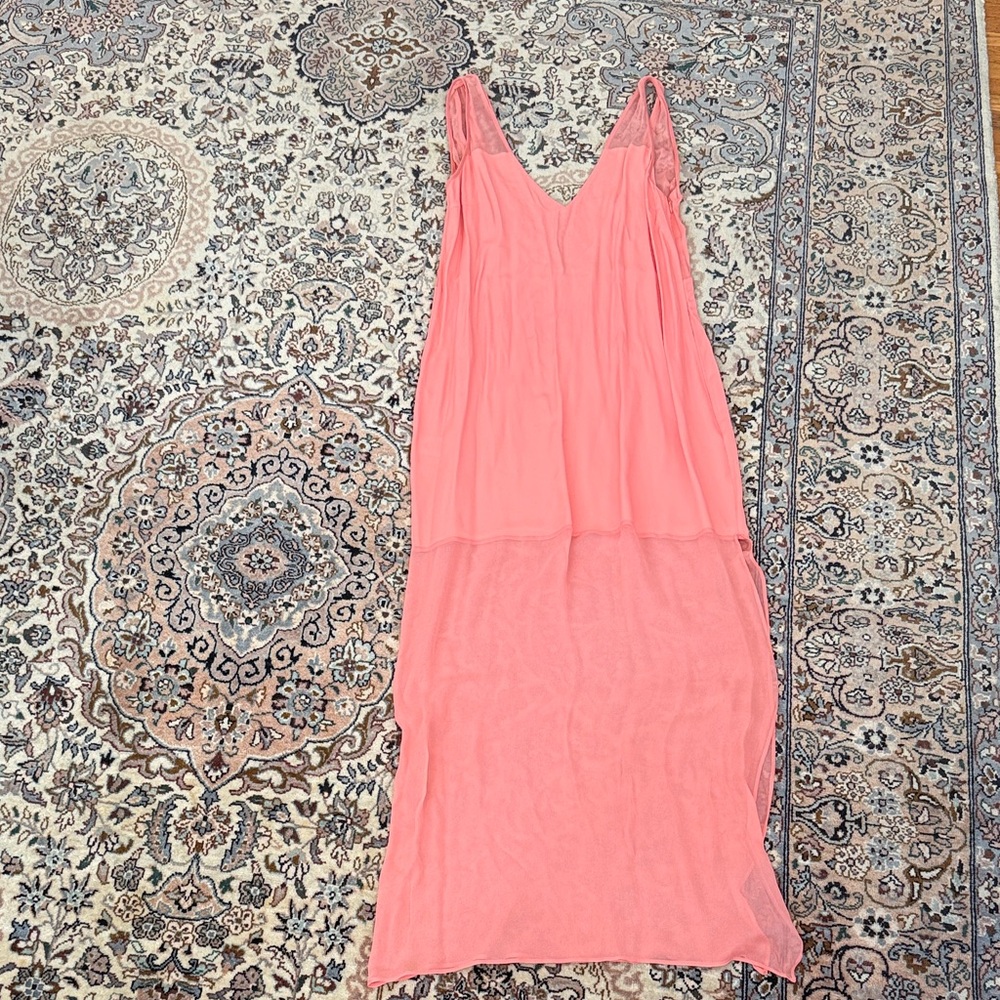Thakoon Coral Pink Sheer V-Neck Slip